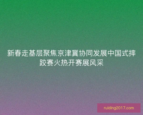 新春走基层聚焦京津冀协同发展中国式摔跤赛火热开赛展风采